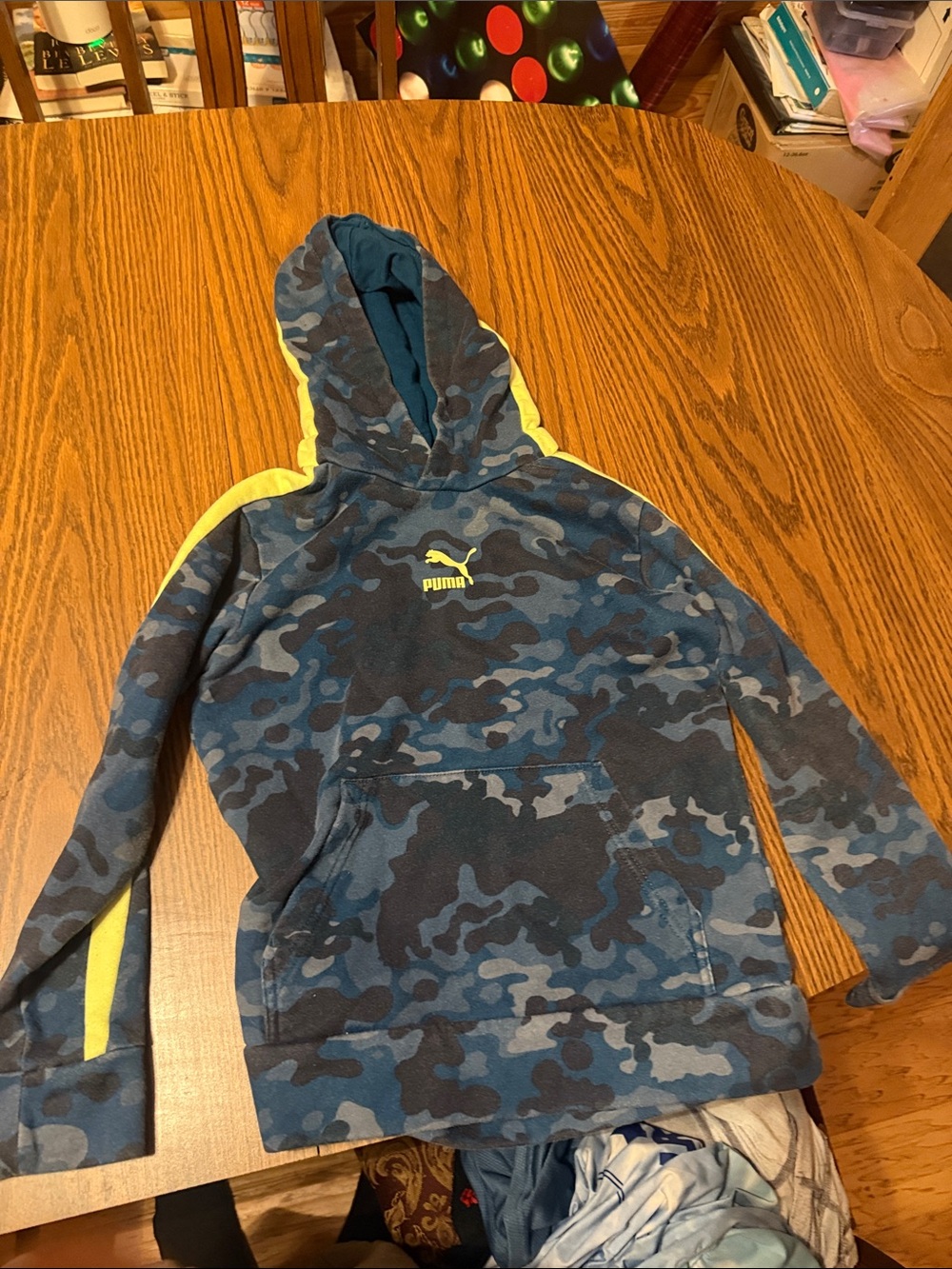 Puma Blue Camo Hoodie with Yellow Accents